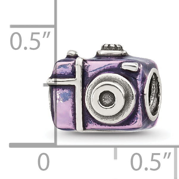 Sterling Silver Reflections Purple Enamel Camera Bead