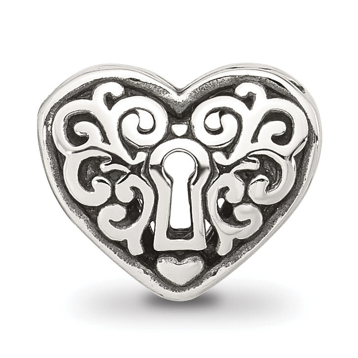 Sterling Silver Reflections Polished Heart Lock Bead
