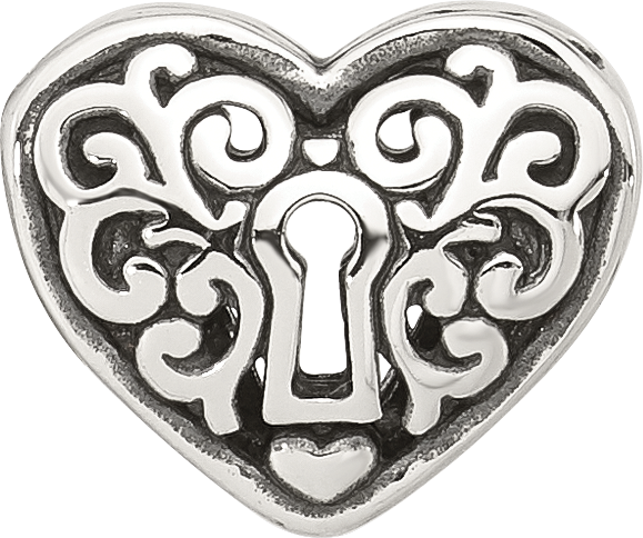 Sterling Silver Reflections Polished Heart Lock Bead