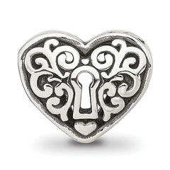 Sterling Silver Reflections Polished Heart Lock Bead
