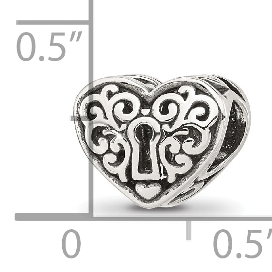Sterling Silver Reflections Polished Heart Lock Bead