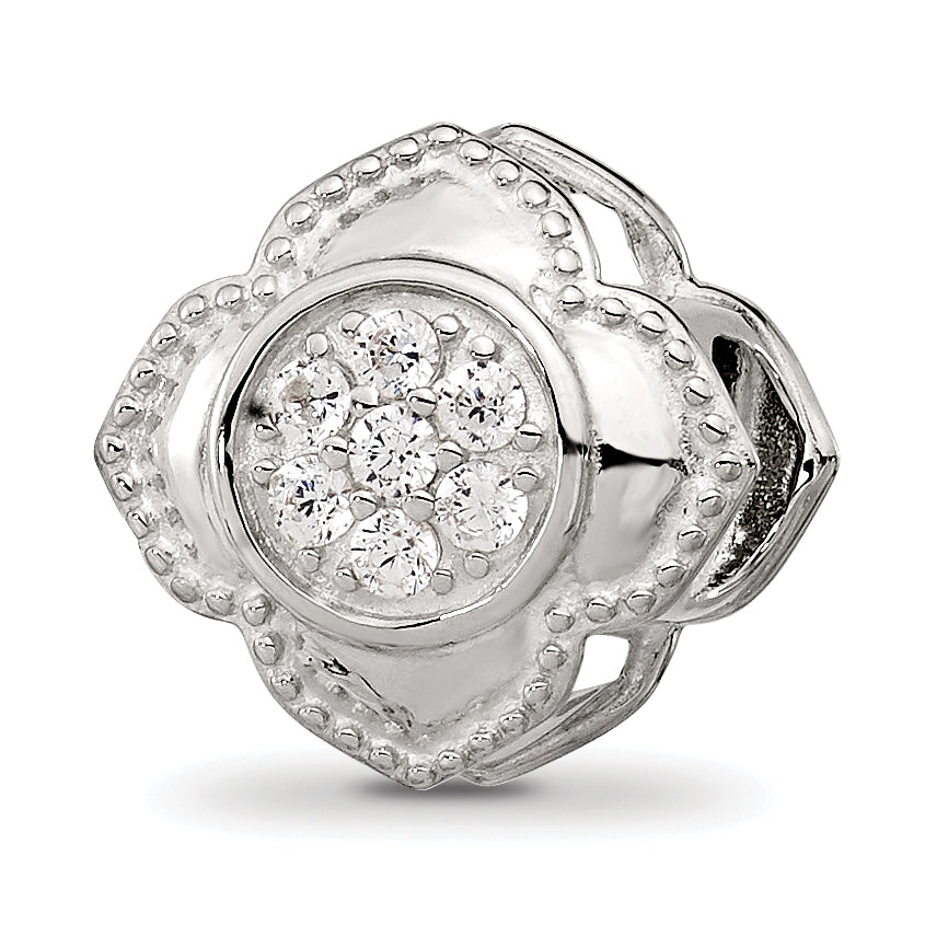 Sterling Silver Reflections Polished CZ Floral Nana Bead Main image