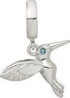Sterling Silver Reflections Blue CZ Hummingbird Dangle Bead