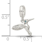 Sterling Silver Reflections Blue CZ Hummingbird Dangle Bead