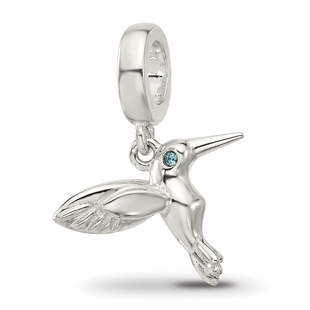 Sterling Silver Reflections Blue CZ Hummingbird Dangle Bead Main image