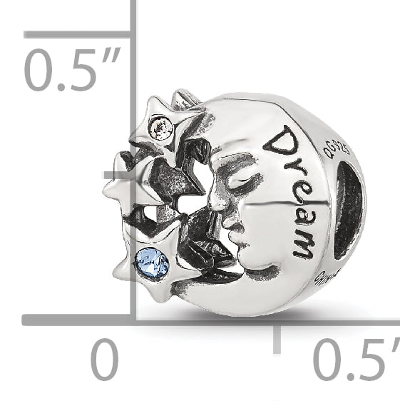 Sterling Silver Reflections Blue CZ Dream Man In Moon Bead