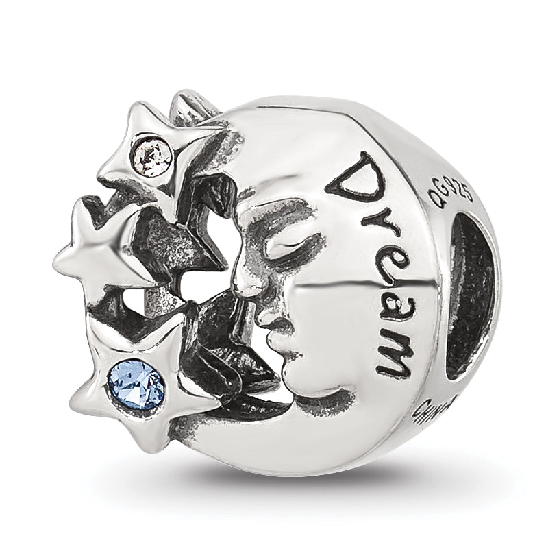 Sterling Silver Reflections Blue CZ Dream Man In Moon Bead Main image
