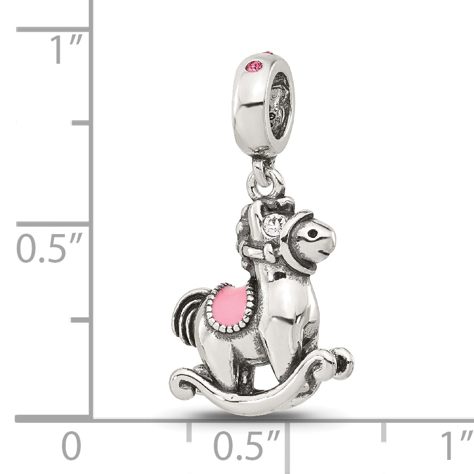 Sterling Silver Reflections CZ & Enamel Rocking Horse Lob Clasp Bead