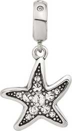 Sterling Silver Reflections Clear CZ Starfish Dangle Bead