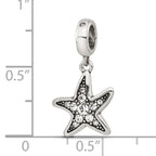 Sterling Silver Reflections Clear CZ Starfish Dangle Bead