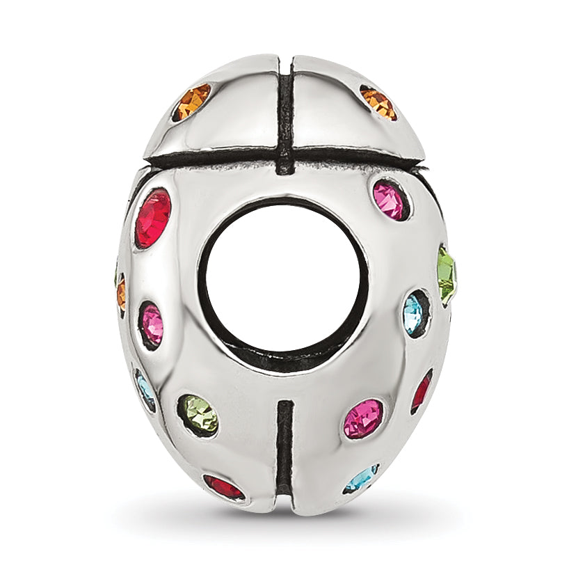 Sterling Silver Reflections Multi-color CZ Lady Bug Bead