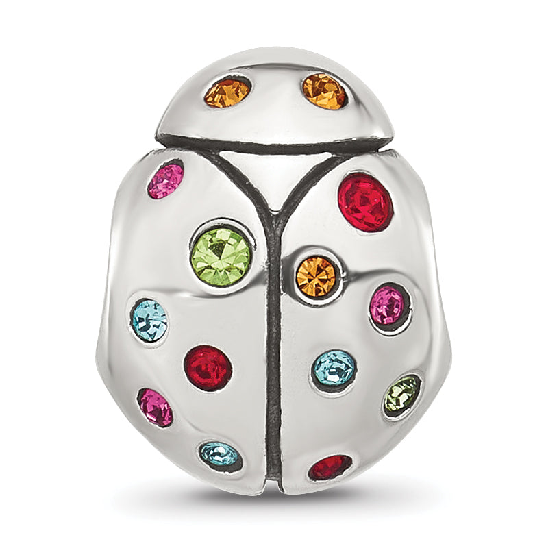 Sterling Silver Reflections Multi-color CZ Lady Bug Bead