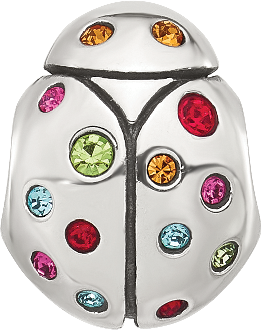 Sterling Silver Reflections Multi-color CZ Lady Bug Bead