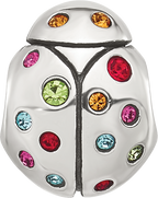 Sterling Silver Reflections Multi-color CZ Lady Bug Bead