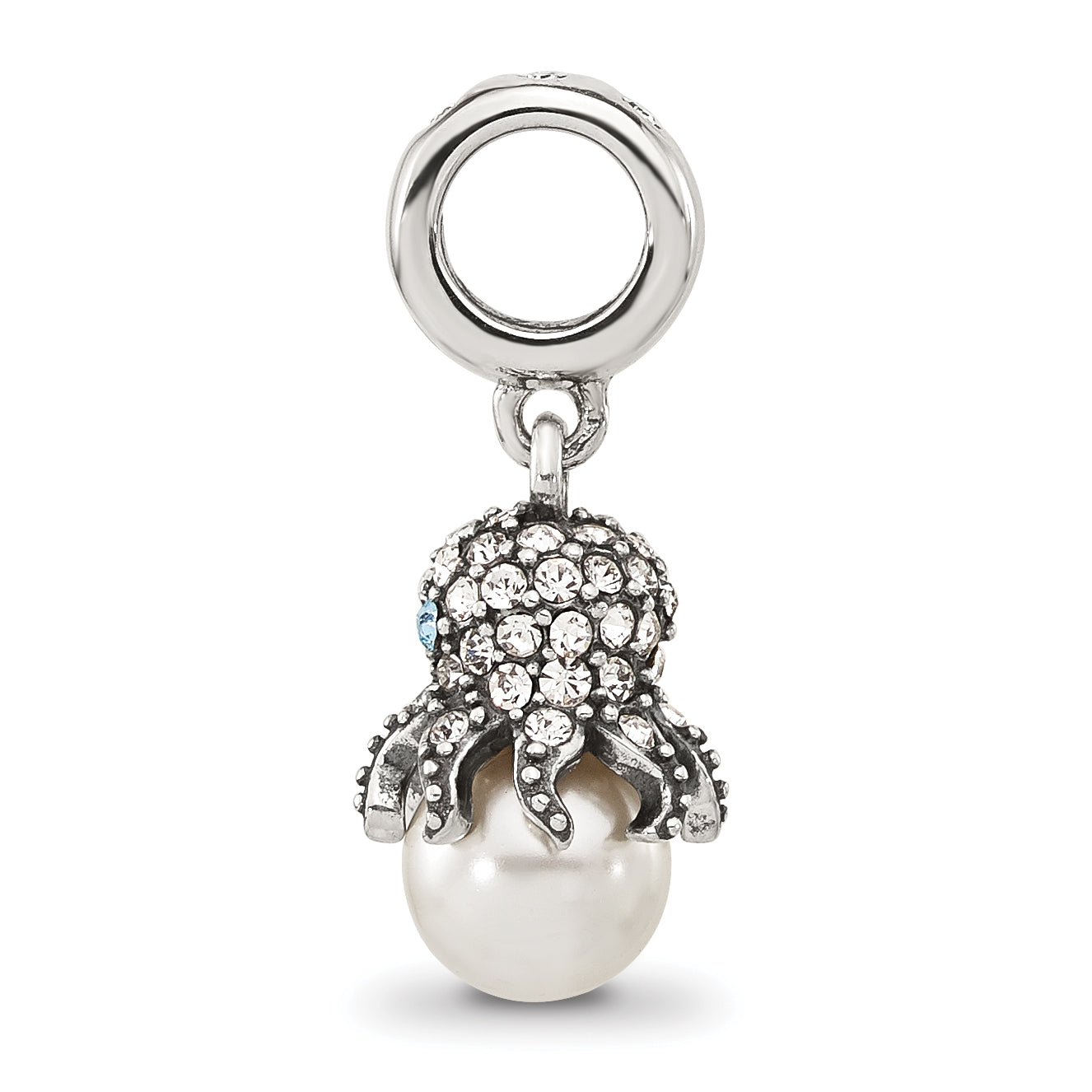 Sterling Silver Reflections CZ & Freshwater Cultured Pearl Octopus Bead Secondary image
