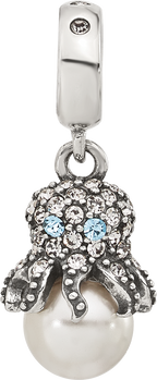 Sterling Silver Reflections CZ & Freshwater Cultured Pearl Octopus Bead