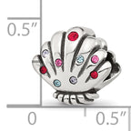 Sterling Silver Reflections Multi-color CZ Shell Bead