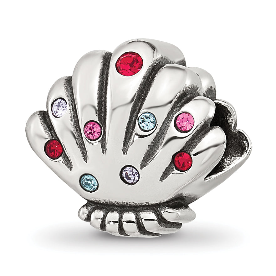 Sterling Silver Reflections Multi-color CZ Shell Bead Main image