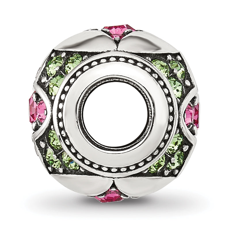 Sterling Silver Reflections Pink and Green CZ Round Bead Secondary image