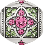 Sterling Silver Reflections Pink and Green CZ Round Bead