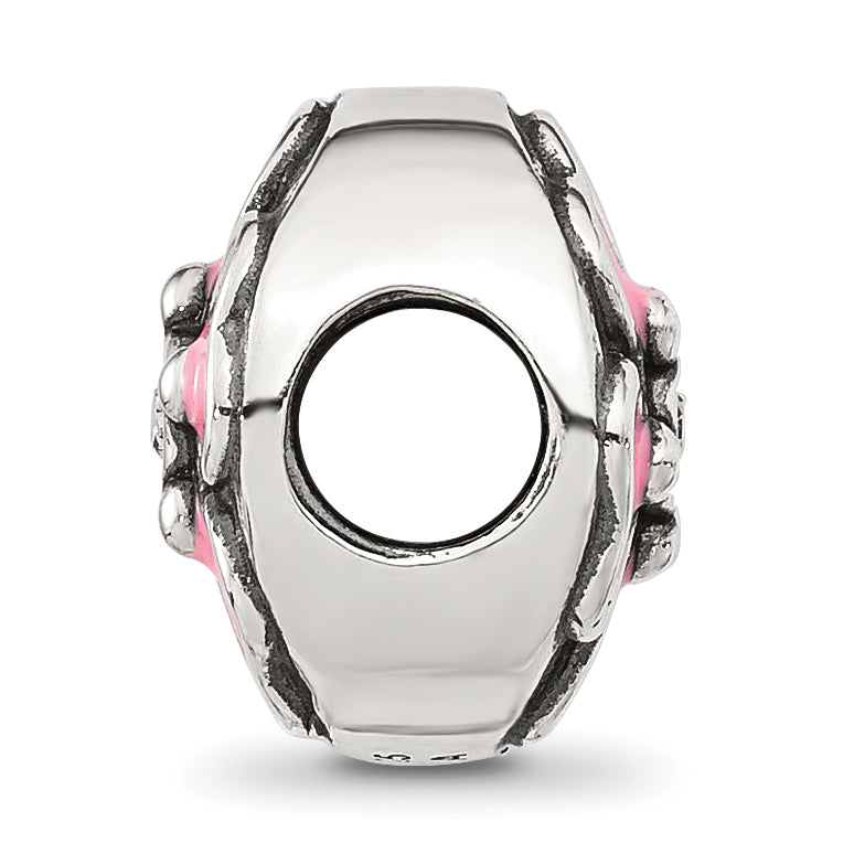 Sterling Silver Reflections Pink Enamel and CZ Flower Bead Secondary image