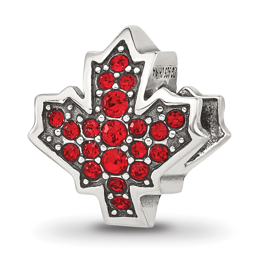 Sterling Silver Reflections Red CZ Maple Leaf Canada Bead Main image
