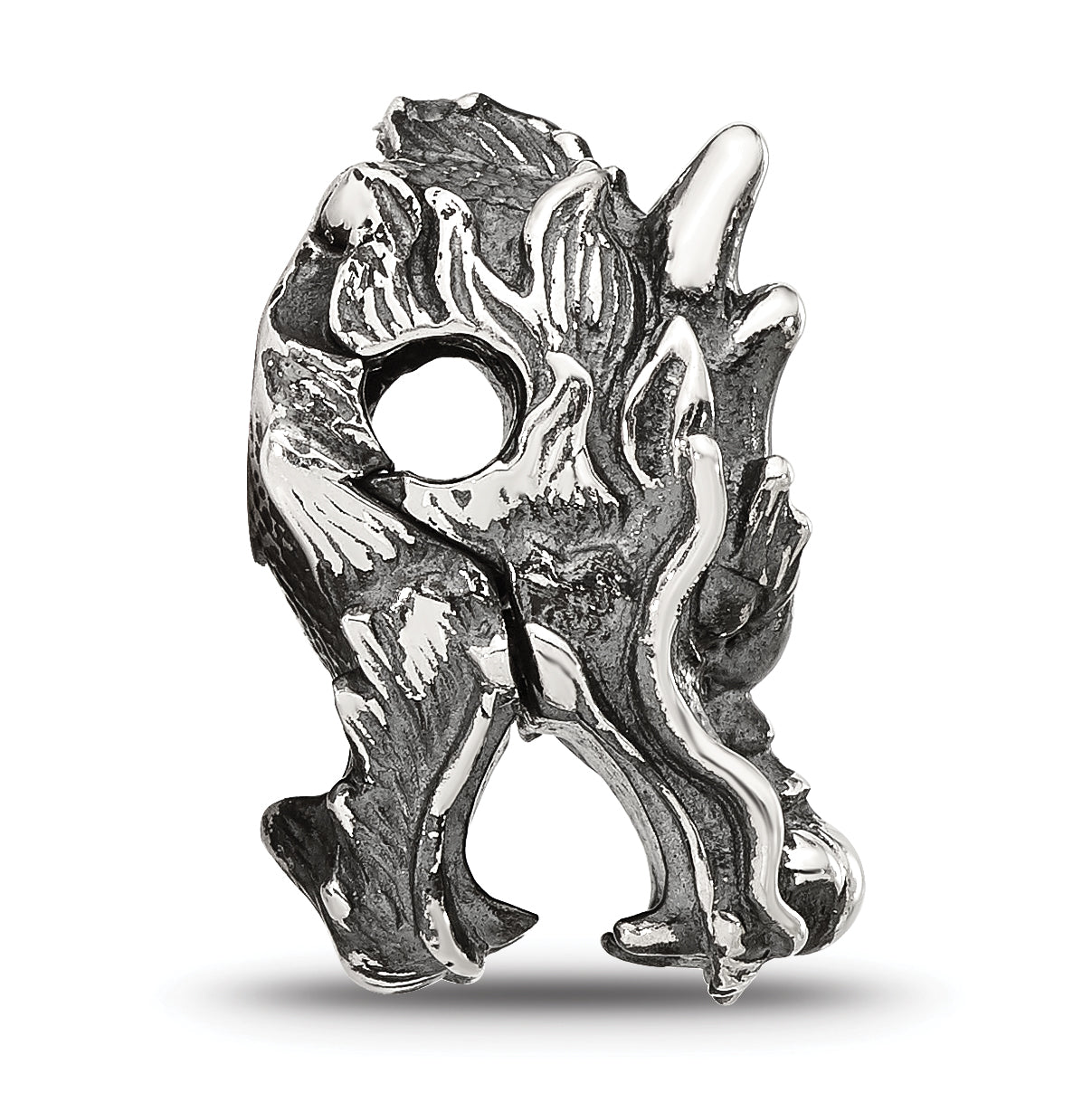 Sterling Silver Reflections Antiqued Chinese Dragon Hinged Bead