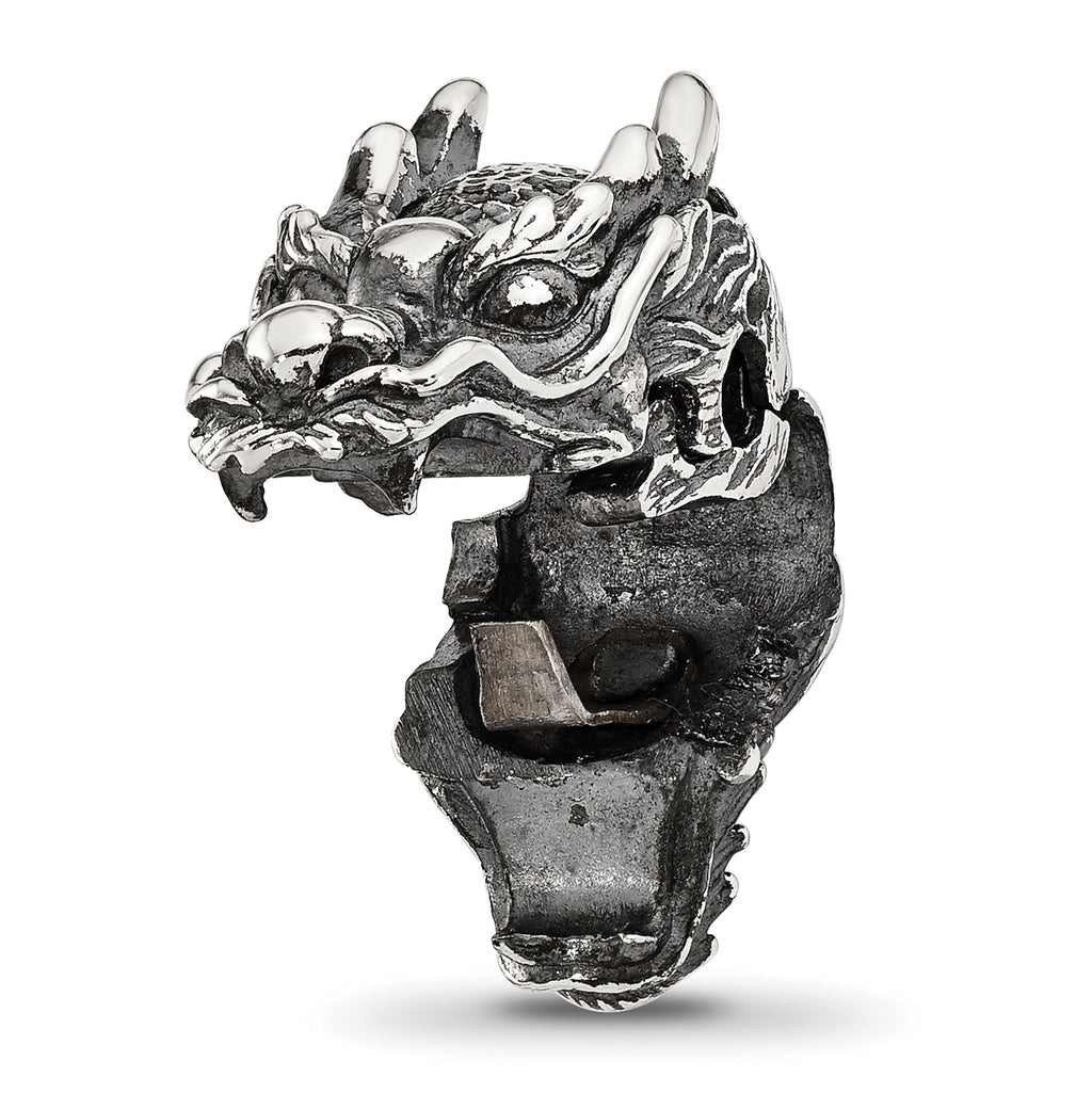 Sterling Silver Reflections Antiqued Chinese Dragon Hinged Bead