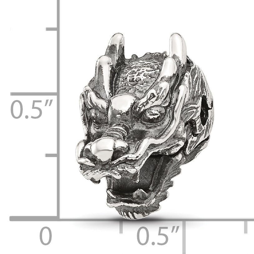 Sterling Silver Reflections Antiqued Chinese Dragon Hinged Bead