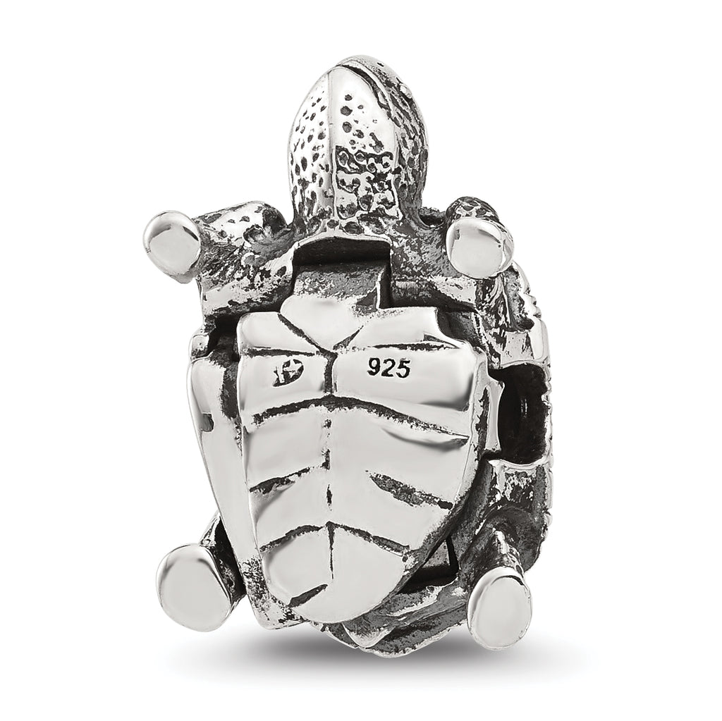 Sterling Silver Reflections Antiqued Tortoise Hinged Bead