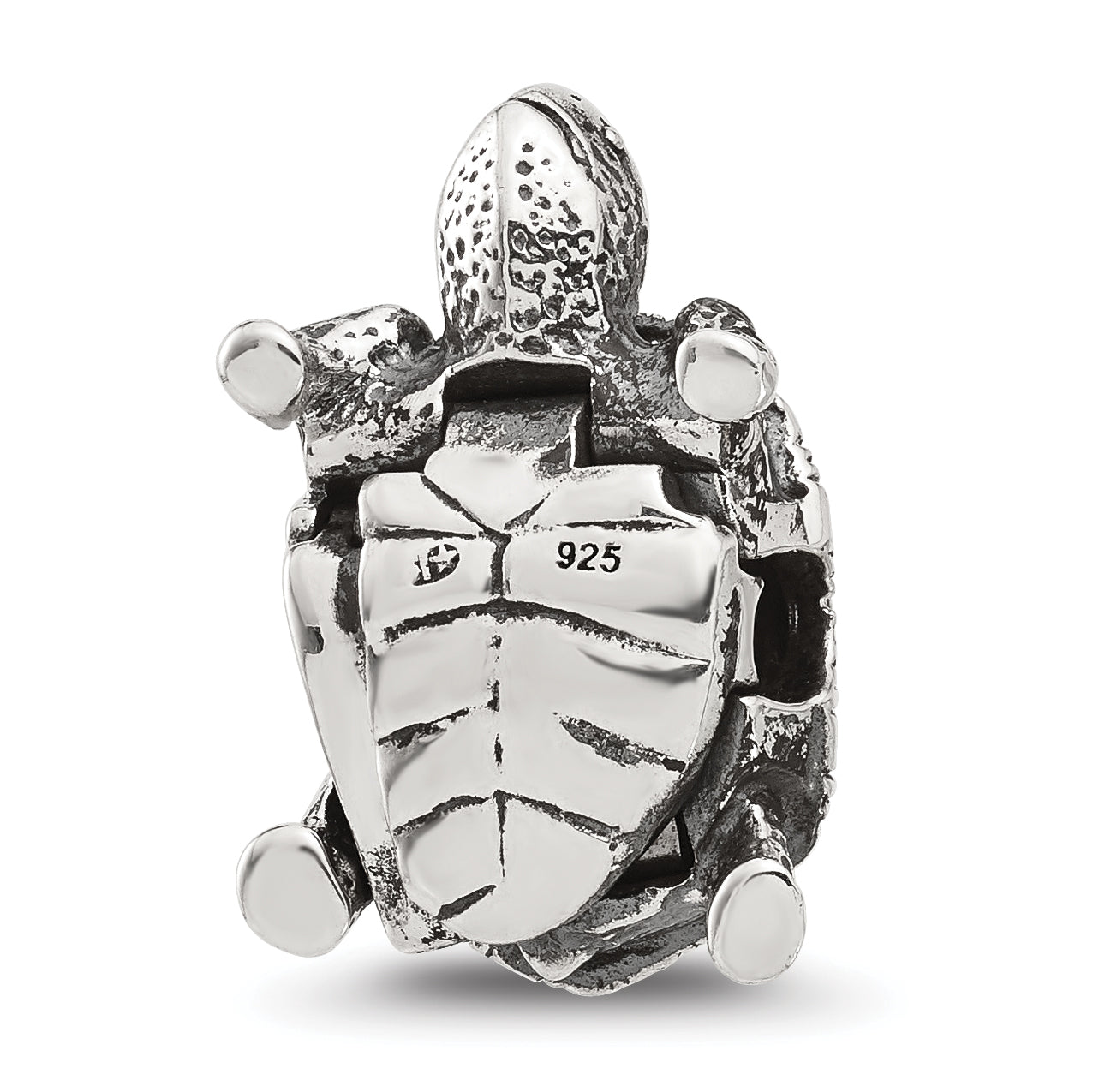 Sterling Silver Reflections Antiqued Tortoise Hinged Bead