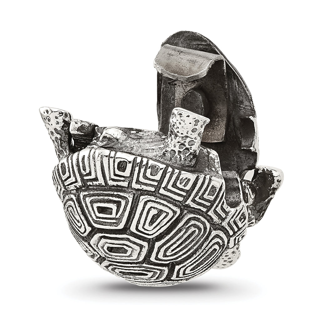 Sterling Silver Reflections Antiqued Tortoise Hinged Bead