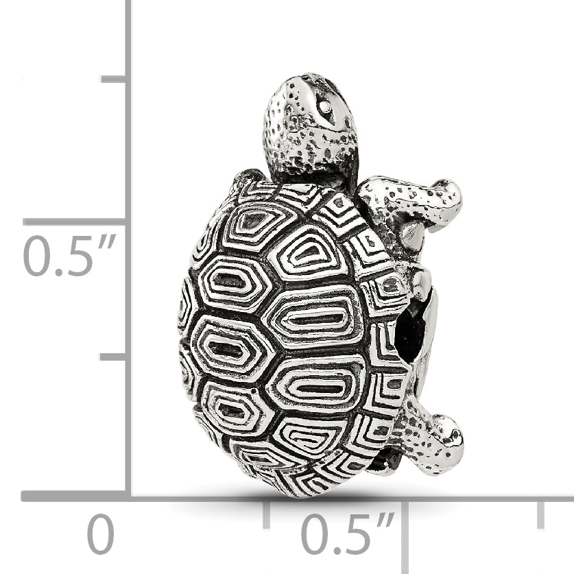 Sterling Silver Reflections Antiqued Tortoise Hinged Bead