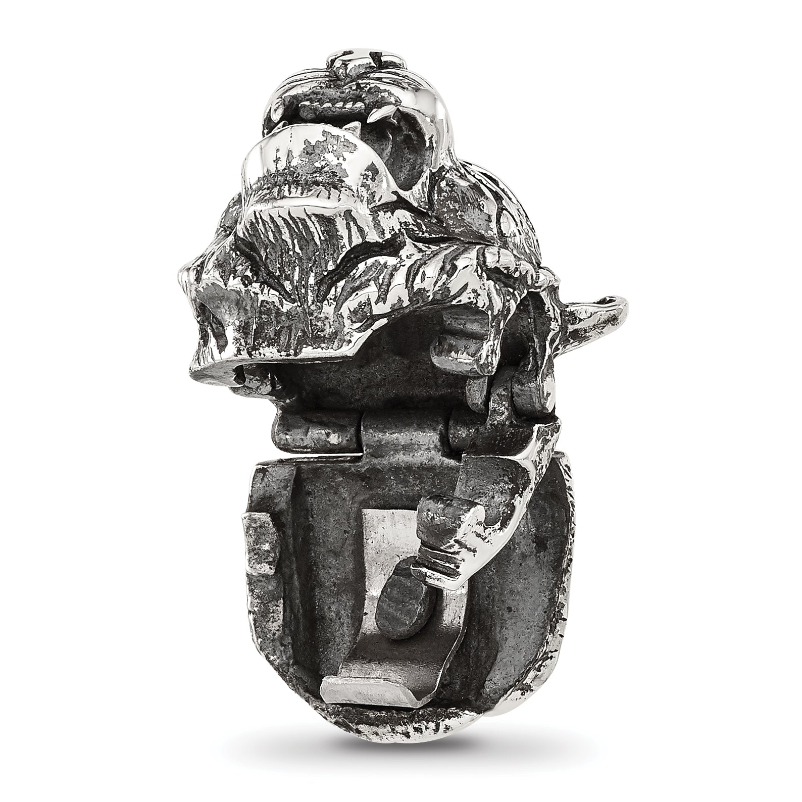 Sterling Silver Reflections Antiqued Tiger Hinged Bead