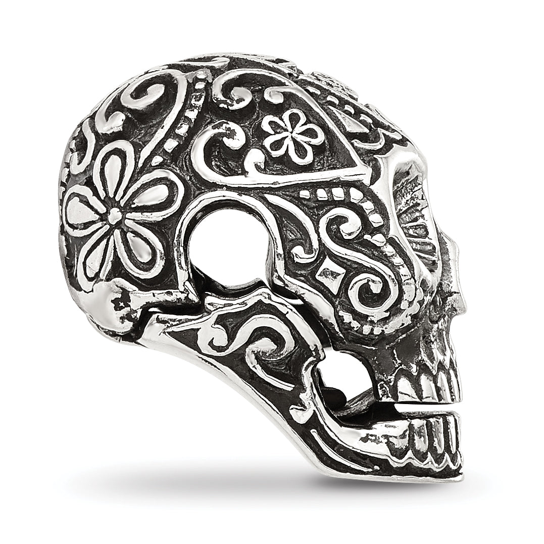 Sterling Silver Reflections Antiqued Mexican Skull Hinged Bead Secondary image