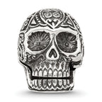 Sterling Silver Reflections Antiqued Mexican Skull Hinged Bead