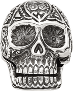Sterling Silver Reflections Antiqued Mexican Skull Hinged Bead