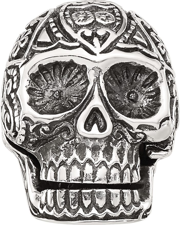 Reflection Beads Sterling Silver Antiqued Mexican Skull Hinged Bead - Sophia Jewelers