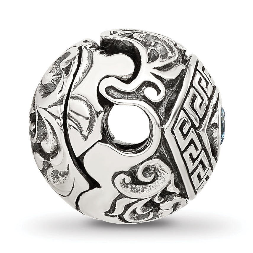 Sterling Silver Reflections Antiqued CZ Nazar Eye Hinged Bead Secondary image