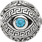 Sterling Silver Reflections Antiqued CZ Nazar Eye Hinged Bead