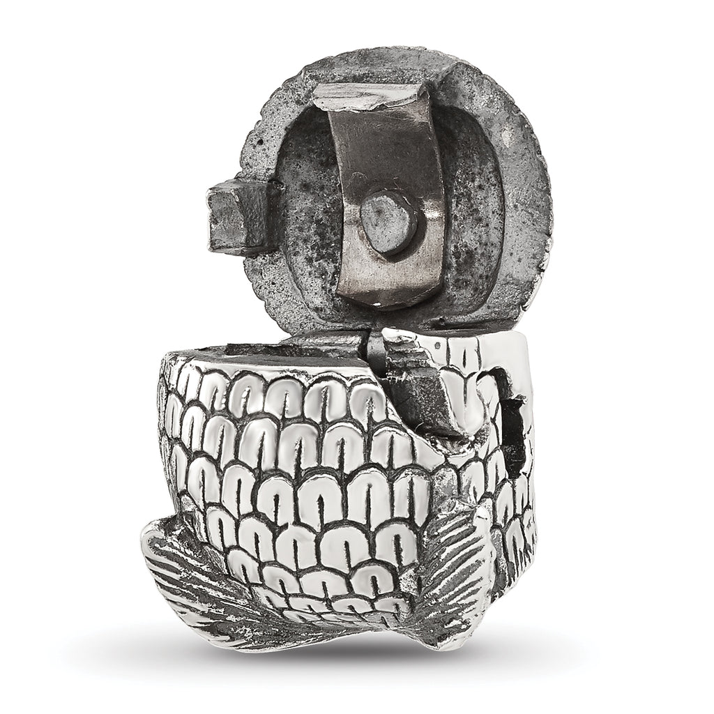 Sterling Silver Reflections Antiqued Owl Hinged Bead