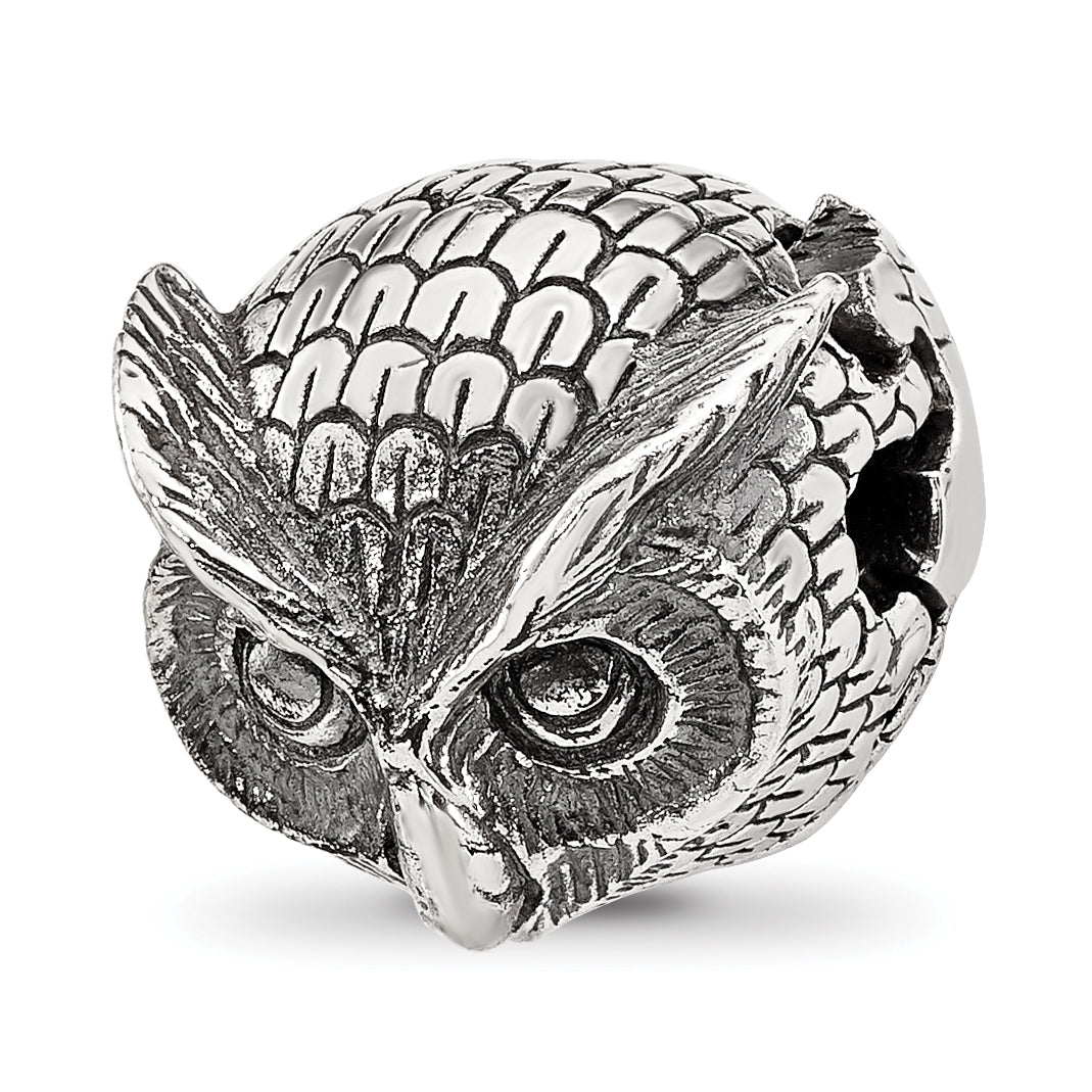 Sterling Silver Reflections Antiqued Owl Hinged Bead Main image