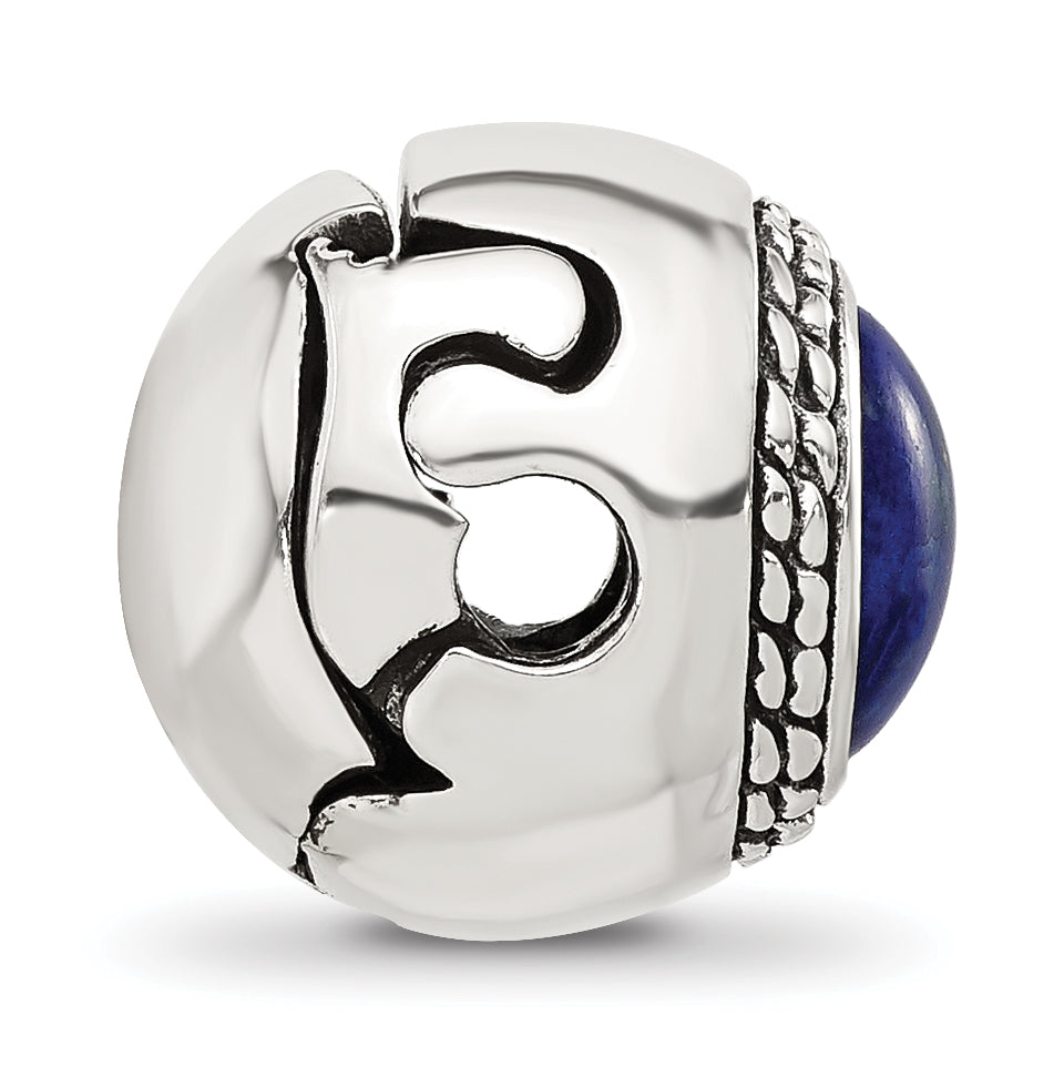 Sterling Silver Reflections Lapis Lazuli Lucky Stone Hinged Bead Secondary image