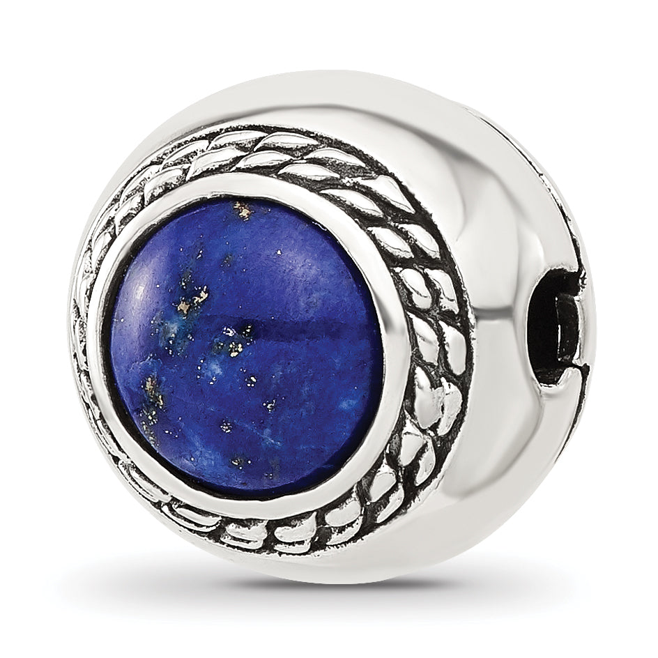 Sterling Silver Reflections Lapis Lazuli Lucky Stone Hinged Bead Main image
