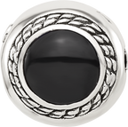 Sterling Silver Reflections Black Onyx Lucky Stone Hinged Bead