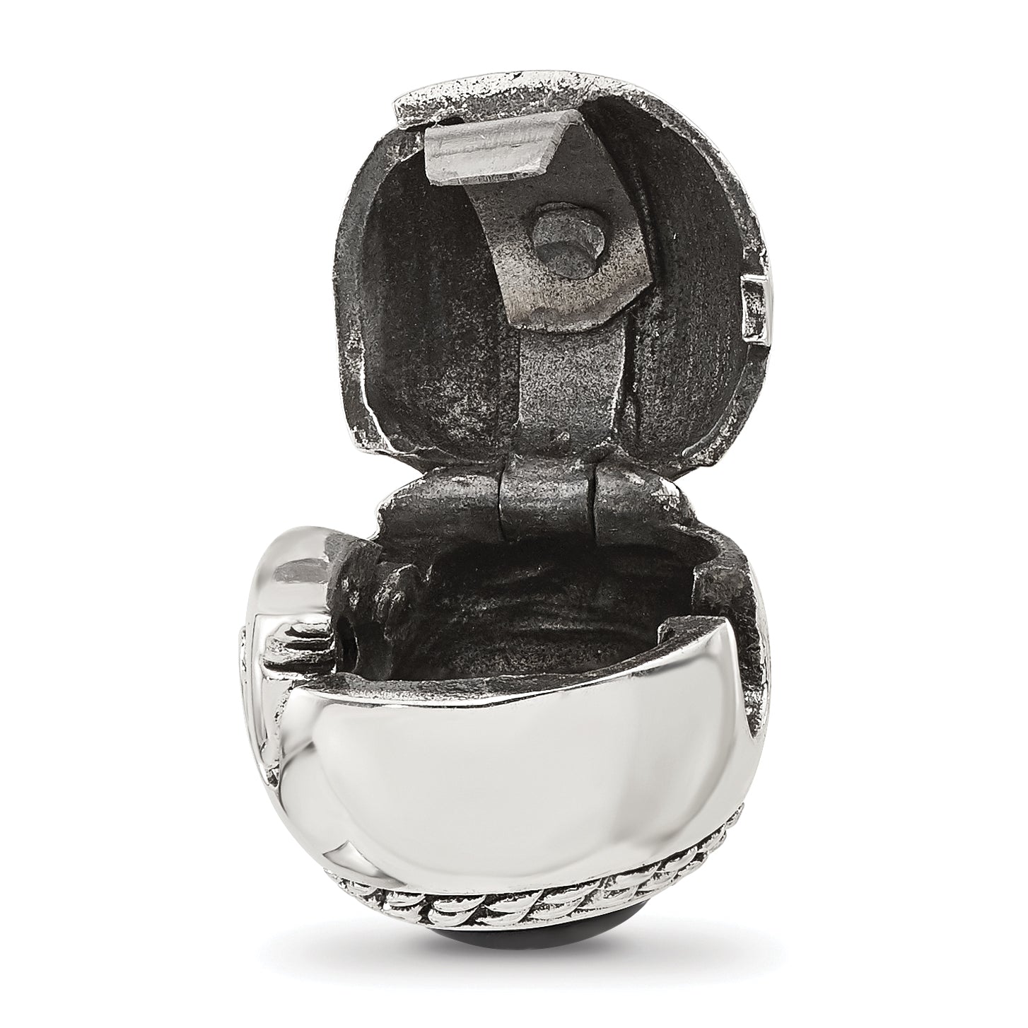 Sterling Silver Reflections Black Onyx Lucky Stone Hinged Bead