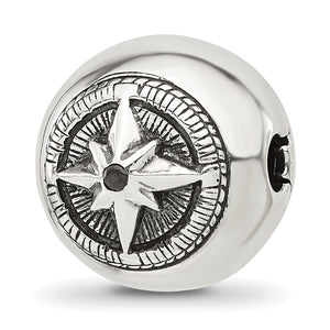 Sterling Silver Reflections Round Star Compass Hinged Bead