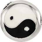 Sterling Silver Reflections Enameled Yin Yang Hinged Bead
