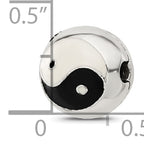 Sterling Silver Reflections Enameled Yin Yang Hinged Bead