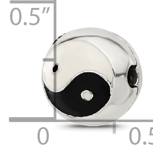 Sterling Silver Reflections Enameled Yin Yang Hinged Bead